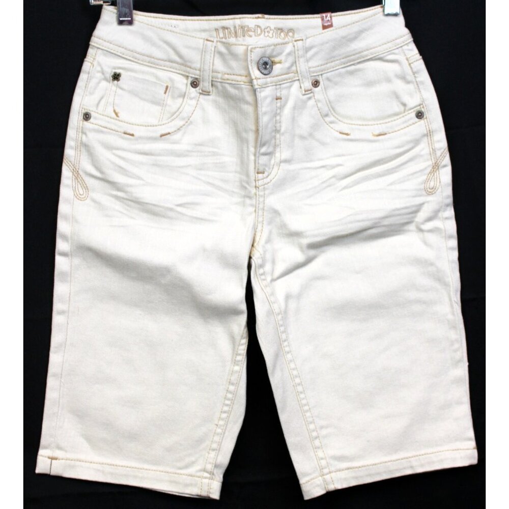 NEW Y2K Limited Too Denim Shorts sz 14 White Cream Bermuda Knee Length Summer